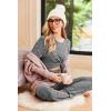Ekouaer Pajama Set Womens Long Sleeve Sleepwear Pullover Top and Pants Cozy Loungewear Soft Pjs Lounge Set with Pockets S-XXL(Gray)