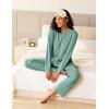 Ekouaer Pajama Set Womens Long Sleeve Sleepwear Pullover Top and Pants Cozy Loungewear Soft Pjs Lounge Set with Pockets S-XXL(Green)