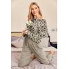 Ekouaer Pajama Set Womens Long Sleeve Sleepwear Pullover Top and Pants Cozy Loungewear Soft Pjs Lounge Set with Pockets S-XXL(Leopard & Khaki)