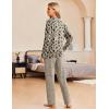 Ekouaer Pajama Set Womens Long Sleeve Sleepwear Pullover Top and Pants Cozy Loungewear Soft Pjs Lounge Set with Pockets S-XXL(Leopard & Khaki)