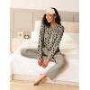 Ekouaer Pajama Set Womens Long Sleeve Sleepwear Pullover Top and Pants Cozy Loungewear Soft Pjs Lounge Set with Pockets S-XXL(Leopard & Khaki)