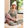 Ekouaer Pajama Set Womens Long Sleeve Sleepwear Pullover Top and Pants Cozy Loungewear Soft Pjs Lounge Set with Pockets S-XXL(Leopard)