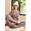 Ekouaer Pajama Set Womens Long Sleeve Sleepwear Pullover Top and Pants Cozy Loungewear Soft Pjs Lounge Set with Pockets S-XXL(Light Brown)