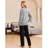 Ekouaer Pajama Set Womens Long Sleeve Sleepwear Pullover Top and Pants Cozy Loungewear Soft Pjs Lounge Set with Pockets S-XXL(Light Grey & Black)
