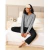 Ekouaer Pajama Set Womens Long Sleeve Sleepwear Pullover Top and Pants Cozy Loungewear Soft Pjs Lounge Set with Pockets S-XXL(Light Grey & Black)
