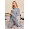 Ekouaer Pajama Set Womens Long Sleeve Sleepwear Pullover Top and Pants Cozy Loungewear Soft Pjs Lounge Set with Pockets S-XXL(Light Grey)