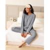 Ekouaer Pajama Set Womens Long Sleeve Sleepwear Pullover Top and Pants Cozy Loungewear Soft Pjs Lounge Set with Pockets S-XXL(Light Grey)