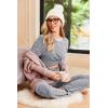 Ekouaer Pajama Set Womens Long Sleeve Sleepwear Pullover Top and Pants Cozy Loungewear Soft Pjs Lounge Set with Pockets S-XXL(Light Grey)