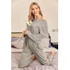 Ekouaer Pajama Set Womens Long Sleeve Sleepwear Pullover Top and Pants Cozy Loungewear Soft Pjs Lounge Set with Pockets S-XXL(Light Khaki)