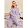 Ekouaer Pajama Set Womens Long Sleeve Sleepwear Pullover Top and Pants Cozy Loungewear Soft Pjs Lounge Set with Pockets S-XXL(Pink)