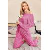 Ekouaer Pajama Set Womens Long Sleeve Sleepwear Pullover Top and Pants Cozy Loungewear Soft Pjs Lounge Set with Pockets S-XXL(Rose Red)