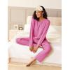 Ekouaer Pajama Set Womens Long Sleeve Sleepwear Pullover Top and Pants Cozy Loungewear Soft Pjs Lounge Set with Pockets S-XXL(Rose Red)