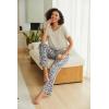 Ekouaer Pajama Sets for Women Round Neck Pjs Short Sleeve Sleepwear with Long Pants Loose Lounge Sets(Apricot Leopard)