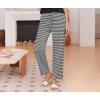 Ekouaer Pajama Sets for Women Round Neck Pjs Short Sleeve Sleepwear with Long Pants Loose Lounge Sets(Black White Striped)