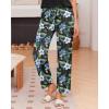 Ekouaer Pajama Sets for Women Round Neck Pjs Short Sleeve Sleepwear with Long Pants Loose Lounge Sets(Black_blue Flower)
