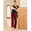 Ekouaer Pajama Sets for Women Round Neck Pjs Short Sleeve Sleepwear with Long Pants Loose Lounge Sets(Black-red Plaid)
