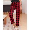 Ekouaer Pajama Sets for Women Round Neck Pjs Short Sleeve Sleepwear with Long Pants Loose Lounge Sets(Black-red Plaid)