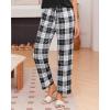 Ekouaer Pajama Sets for Women Round Neck Pjs Short Sleeve Sleepwear with Long Pants Loose Lounge Sets(Black-white Plaid)