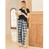 Ekouaer Pajama Sets for Women Round Neck Pjs Short Sleeve Sleepwear with Long Pants Loose Lounge Sets(Black-white Plaid)