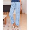 Ekouaer Pajama Sets for Women Round Neck Pjs Short Sleeve Sleepwear with Long Pants Loose Lounge Sets(Blue Leaves)