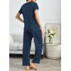 Ekouaer Pajama Sets for Women Round Neck Pjs Short Sleeve Sleepwear with Long Pants Loose Lounge Sets(Blue Polka Dots)