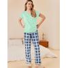Ekouaer Pajama Sets for Women Round Neck Pjs Short Sleeve Sleepwear with Long Pants Loose Lounge Sets(Blue White Plaid)