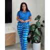 Ekouaer Pajama Sets for Women Round Neck Pjs Short Sleeve Sleepwear with Long Pants Loose Lounge Sets(Blue-white Plaid)