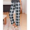Ekouaer Pajama Sets for Women Round Neck Pjs Short Sleeve Sleepwear with Long Pants Loose Lounge Sets(Deep Grey-white Plaid)