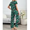 Ekouaer Pajama Sets for Women Round Neck Pjs Short Sleeve Sleepwear with Long Pants Loose Lounge Sets(Green Christmas)
