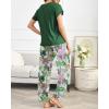 Ekouaer Pajama Sets for Women Round Neck Pjs Short Sleeve Sleepwear with Long Pants Loose Lounge Sets(Green Hawaii Trees)