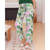 Ekouaer Pajama Sets for Women Round Neck Pjs Short Sleeve Sleepwear with Long Pants Loose Lounge Sets(Green Hawaii Trees)