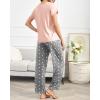 Ekouaer Pajama Sets for Women Round Neck Pjs Short Sleeve Sleepwear with Long Pants Loose Lounge Sets(Grey Star)