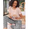 Ekouaer Pajama Sets for Women Round Neck Pjs Short Sleeve Sleepwear with Long Pants Loose Lounge Sets(Grey Star)