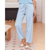 Ekouaer Pajama Sets for Women Round Neck Pjs Short Sleeve Sleepwear with Long Pants Loose Lounge Sets(Light Blue Star)