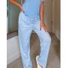 Ekouaer Pajama Sets for Women Round Neck Pjs Short Sleeve Sleepwear with Long Pants Loose Lounge Sets(Light Blue Star)