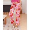 Ekouaer Pajama Sets for Women Round Neck Pjs Short Sleeve Sleepwear with Long Pants Loose Lounge Sets(Pink Flowers)
