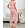 Ekouaer Pajama Sets for Women Round Neck Pjs Short Sleeve Sleepwear with Long Pants Loose Lounge Sets(Pink Polka Dots)