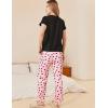 Ekouaer Pajama Sets for Women Round Neck Pjs Short Sleeve Sleepwear with Long Pants Loose Lounge Sets(Pink-black Heart)