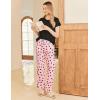 Ekouaer Pajama Sets for Women Round Neck Pjs Short Sleeve Sleepwear with Long Pants Loose Lounge Sets(Pink-black Heart)