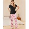Ekouaer Pajama Sets for Women Round Neck Pjs Short Sleeve Sleepwear with Long Pants Loose Lounge Sets(Pink-black Heart)