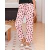 Ekouaer Pajama Sets for Women Round Neck Pjs Short Sleeve Sleepwear with Long Pants Loose Lounge Sets(Pink-black Heart)
