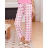 Ekouaer Pajama Sets for Women Round Neck Pjs Short Sleeve Sleepwear with Long Pants Loose Lounge Sets(Pink-white Plaid)