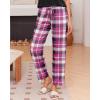 Ekouaer Pajama Sets for Women Round Neck Pjs Short Sleeve Sleepwear with Long Pants Loose Lounge Sets(Purple-white Plaid)