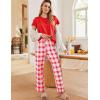 Ekouaer Pajama Sets for Women Round Neck Pjs Short Sleeve Sleepwear with Long Pants Loose Lounge Sets(Red Plaid)