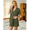 Ekouaer Pajamas Set for Women Short Sleeve Sleepwear Button Down Pjs Soft 2 Piece Lounge Sets XS-XXXL(Army Green)