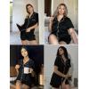 Ekouaer Pajamas Set for Women Short Sleeve Sleepwear Button Down Pjs Soft 2 Piece Lounge Sets XS-XXXL(Black)