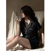 Ekouaer Pajamas Set for Women Short Sleeve Sleepwear Button Down Pjs Soft 2 Piece Lounge Sets XS-XXXL(Black)