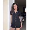 Ekouaer Pajamas Set for Women Short Sleeve Sleepwear Button Down Pjs Soft 2 Piece Lounge Sets XS-XXXL(Black)