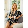 Ekouaer Pajamas Set for Women Short Sleeve Sleepwear Button Down Pjs Soft 2 Piece Lounge Sets XS-XXXL(Black Beer Print)