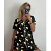 Ekouaer Pajamas Set for Women Short Sleeve Sleepwear Button Down Pjs Soft 2 Piece Lounge Sets XS-XXXL(Black Beer Print)